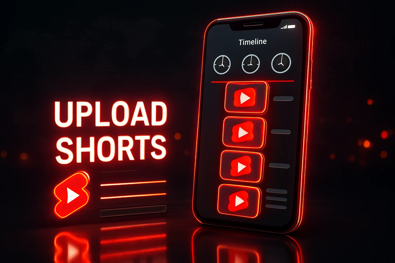Phone screen showing multiple YouTube Shorts scheduled throughout a single day