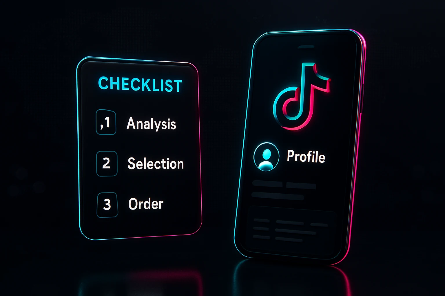 Step-by-step checklist for safely buying TikTok followers shown beside a smartphone screen