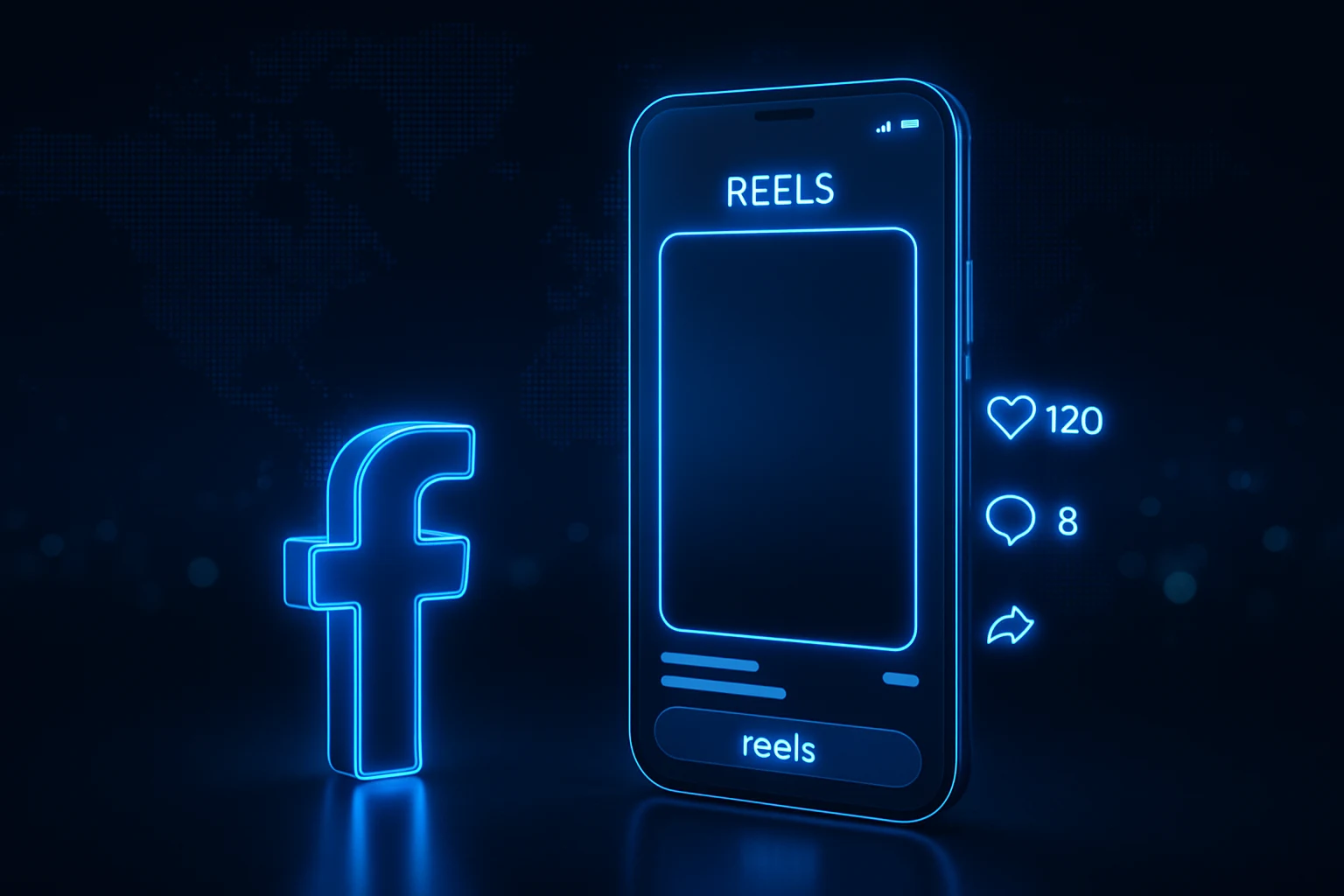 Facebook Reels feed shown on a smartphone with engagement icons on the side